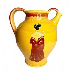 Vintage Terre de Provence Souleo French Pitcher – Hand-Painted Ceramic Jug – 12"